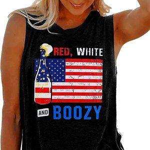 NWT-Fourth of July Shirts Women Tank American Flag Graphic Print Patriotic